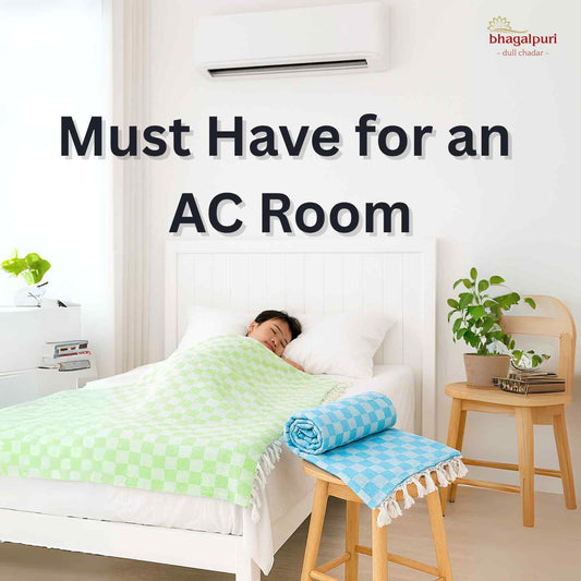 Pack of 2 - 100% Cotton Lightweight AC Blanket for All Seasons | Super Soft, Travel-Friendly, Compact Throw Blanket | DULL 52 53