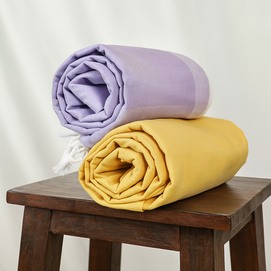 Pack of 2 - 100% Cotton Lightweight AC Blanket for All Seasons | Super Soft, Travel-Friendly, Compact Throw Blanket | DULL 08 09