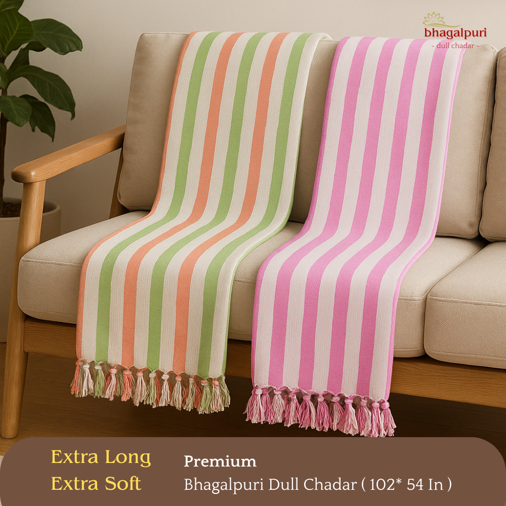 Pack of 2 - 100% Cotton Lightweight AC Blanket for All Seasons | Super Soft, Travel-Friendly, Compact Throw Blanket | DULL 61 62