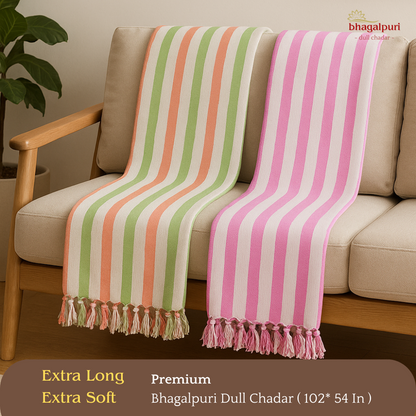 Pack of 2 - 100% Cotton Lightweight AC Blanket for All Seasons | Super Soft, Travel-Friendly, Compact Throw Blanket | DULL 61 62